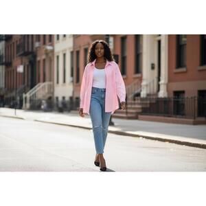 LE3NO Women's Pink Button-Up Shirt